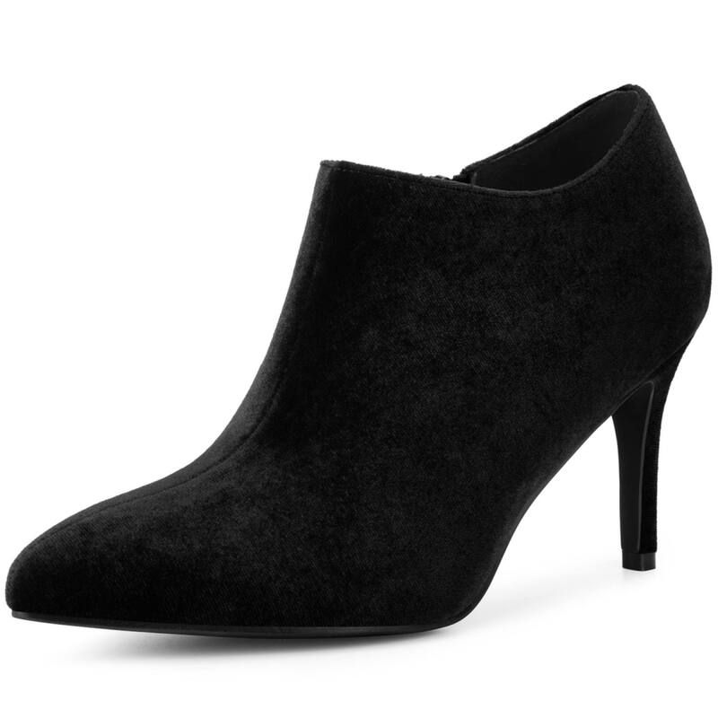 ブリスフルステップ レディース シューズ ブーツ・レインブーツ ベルベット ヒール BLISSFUL STEP Velvet Pointy Toe Stiletto Heels Booties for