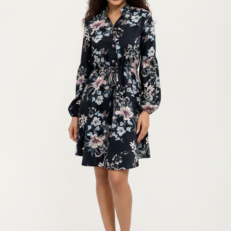 アンナカシ レディース トップス ワンピース フラワー柄 プリント シャツ フラワー AnnaKaci Women s Floral Print Shirt Dress with Tie Waist