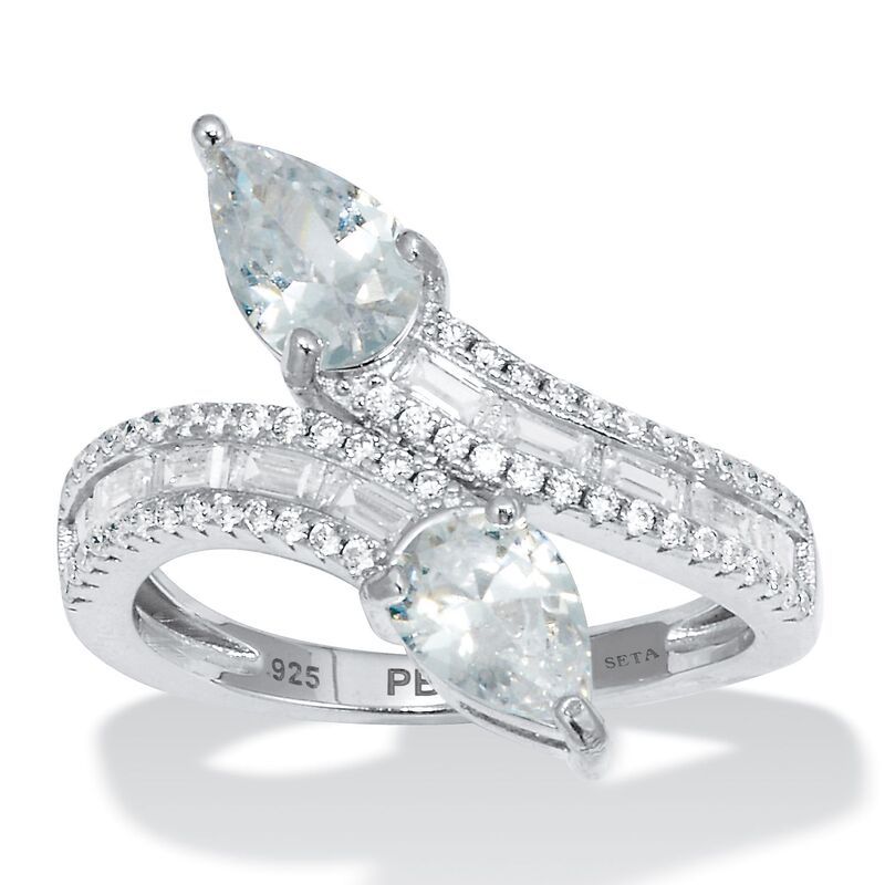 パームビーチジュエリー レディース アクセサリー リング PalmBeach Jewelry 250 TCW Pear Cut Cubic Zirconia Sterling Silver Wrap