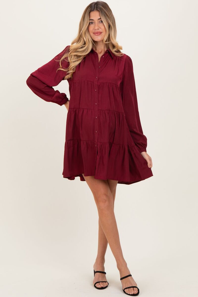 ピンクブラッシュ レディース トップス ワンピース ティアード バルーンスリーブ シャツ マタニティ PinkBlush Maternity Balloon Sleeve Tiered Shirt D
