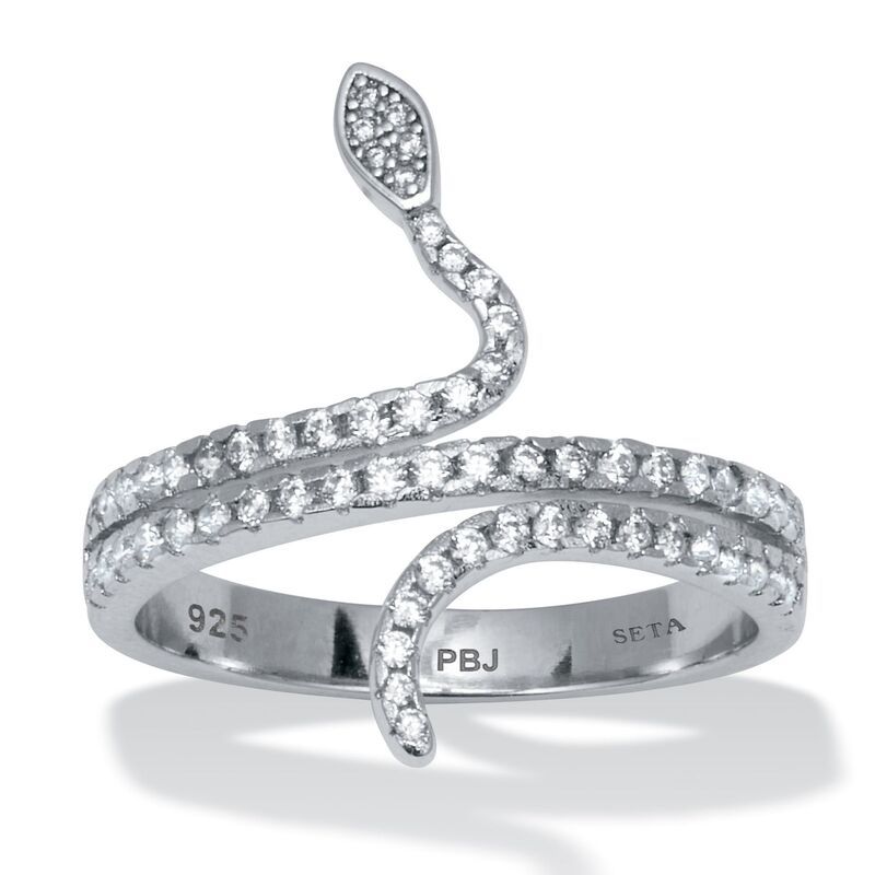 パームビーチジュエリー レディース アクセサリー リング PalmBeach Jewelry 040 TCW Round Cubic Zirconia Sterling Silver Snake Ri 16,860円