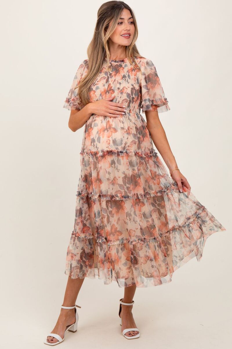 ピンクブラッシュ レディース トップス ワンピース フラワー柄 メッシュ ミディ シャーリング マタニティ フラワー PinkBlush Maternity Floral Mesh Smocked M 22,110円