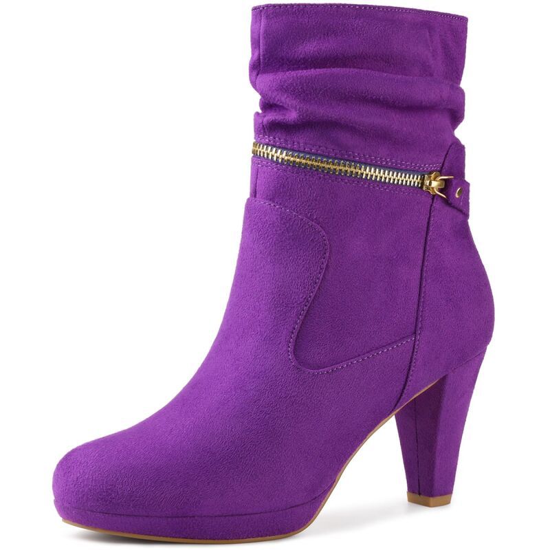 ブリスフルステップ レディース シューズ ブーツ・レインブーツ プラットフォーム ヒール BLISSFUL STEP Round Toe Platform Block Heels Mid Calf B 15,386円
