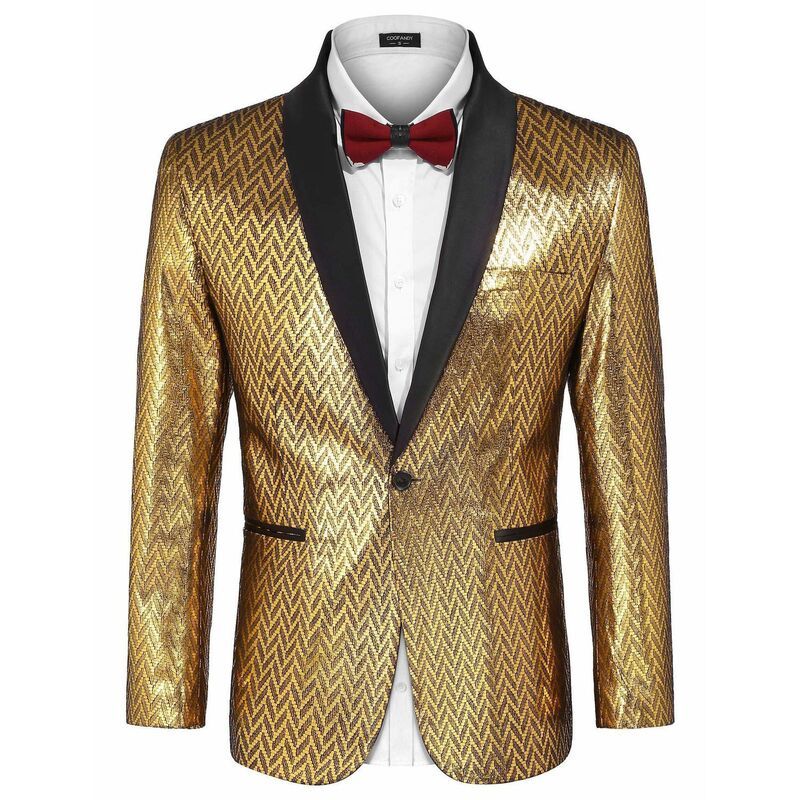クーファンディ レディース アウター ジャケット・ブルゾン スリムフィット ブレザー COOFANDY Menshiny Tuxedo Jacket Slim Fit One Button Blaze