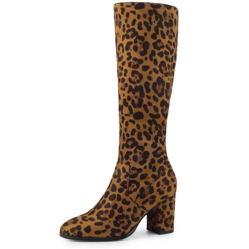 ブリスフルステップ レディース シューズ ブーツ・レインブーツ ヒール BLISSFUL STEP Round Toe Chunky Heels Knee High Boots for Women L