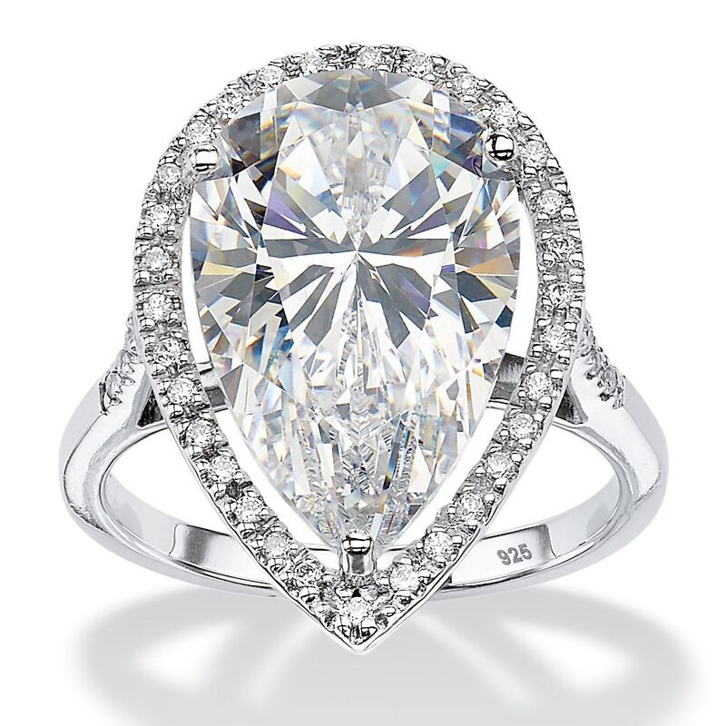 パームビーチジュエリー レディース アクセサリー リング PalmBeach Jewelry 833 TCW PearCut Cubic Zirconia Platinumplated Sterlin