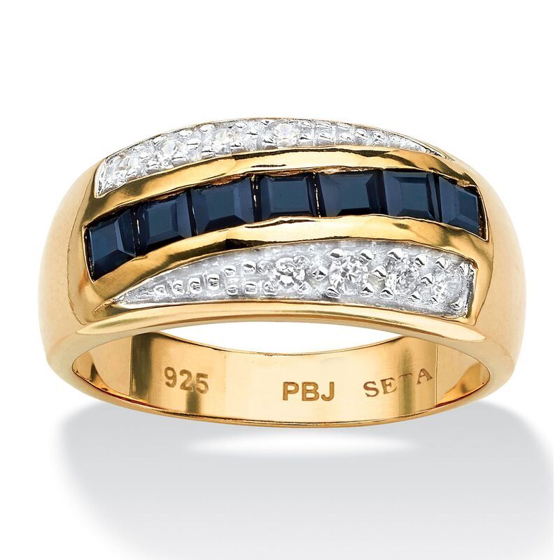 パームビーチジュエリー レディース アクセサリー リング PalmBeach Jewelry Mens 195 TCW Sapphire and CZ RingPlated Sterlingold ゴ 27,170円