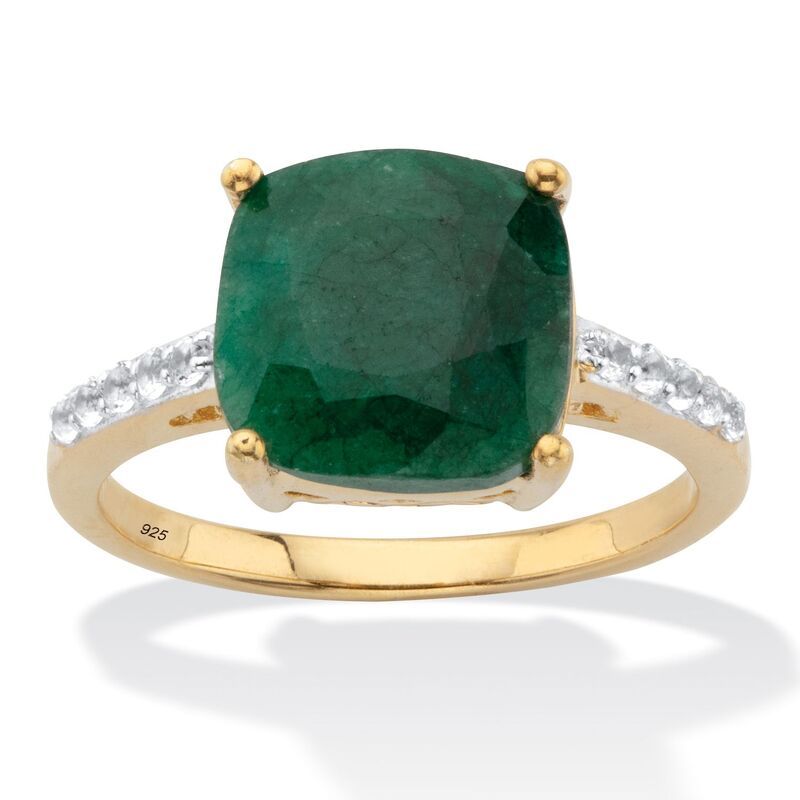 パームビーチジュエリー レディース アクセサリー リング PalmBeach Jewelry 460 Cttw Green Emerald White Topaz TwoTone GoldPlated