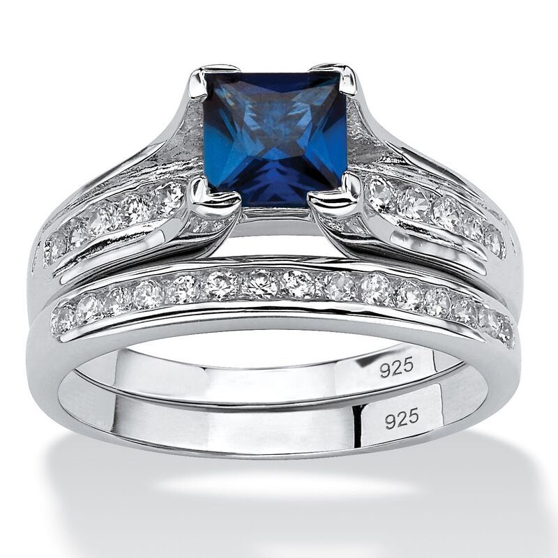 パームビーチジュエリー レディース アクセサリー リング PalmBeach Jewelry 145 TCW Blue Sapphire CZ Platinumplated Sterling Silv