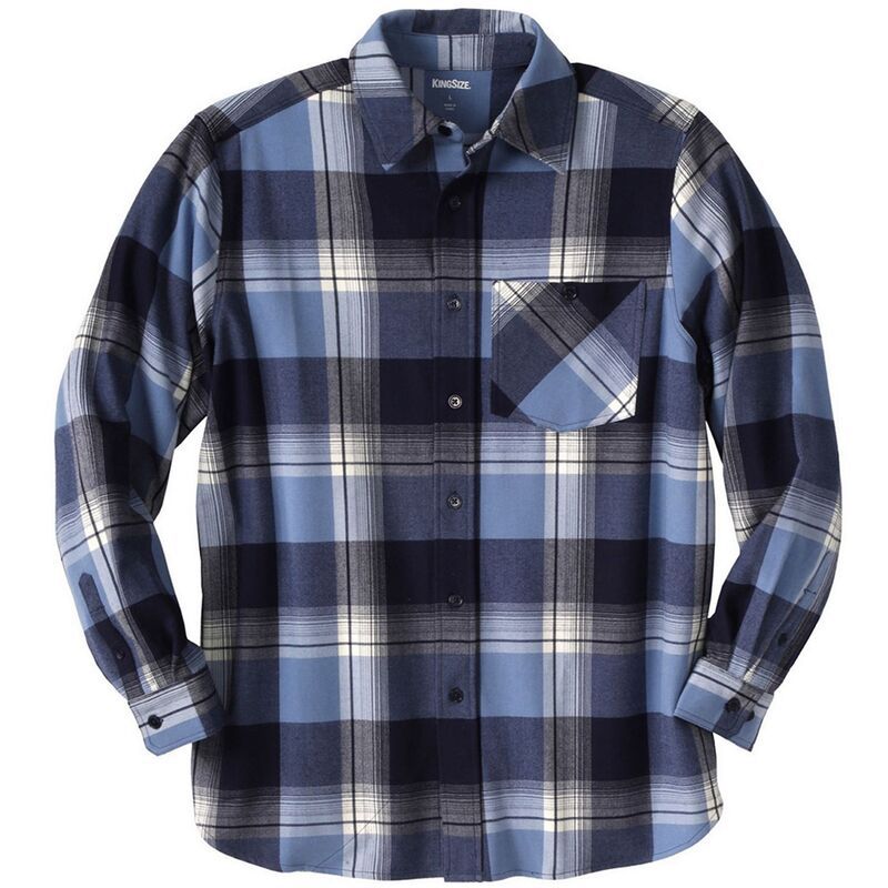 キングサイズ レディース トップス Tシャツ トール KingSize Mens Big Tall Stretch Flannel Shirt Blue White Plaid ホワイト