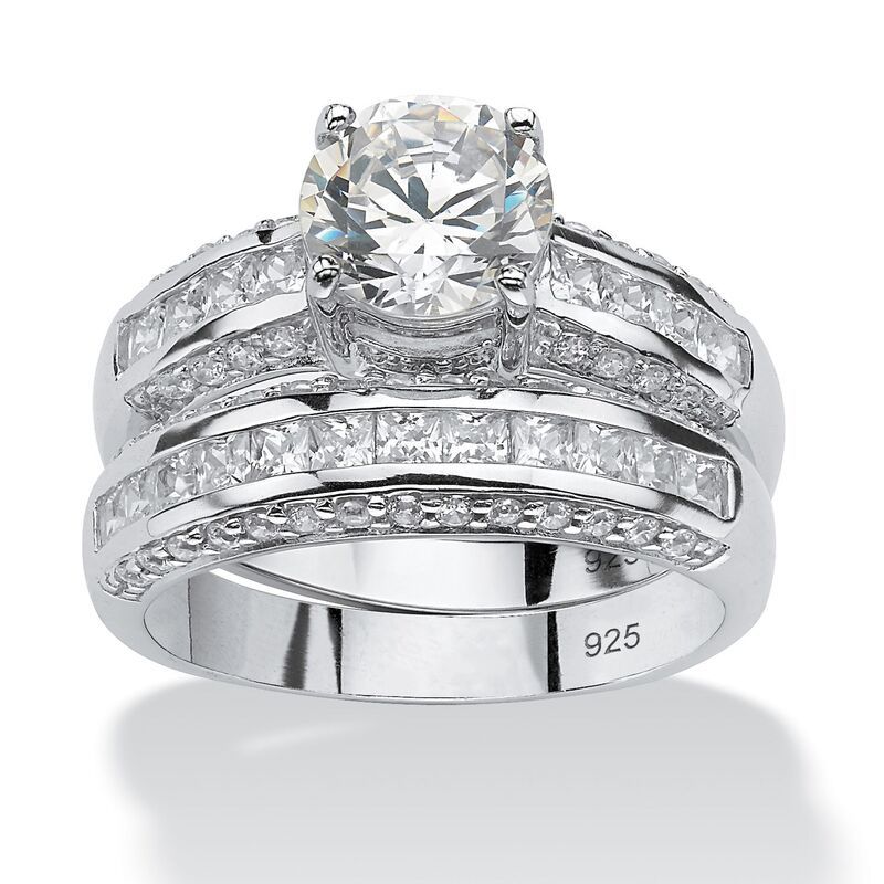 パームビーチジュエリー レディース アクセサリー リング PalmBeach Jewelry 319 TCW CZ Bridal Ring 2 Piece Set in Platinumplated 26,496円