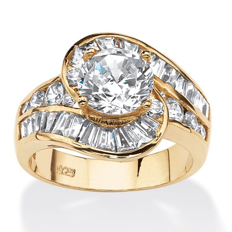 パームビーチジュエリー レディース アクセサリー リング PalmBeach Jewelry 479 TCW Round Cubic Zirconia Bypass Ring in 14k Goldp 27,232円