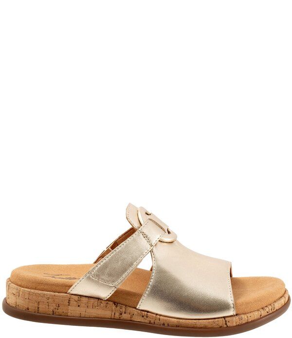 トロッターズ レディース シューズ サンダル レザー Trotters Ginnie Leather Cork Wedge Slide Sandals Champagne シャンパン