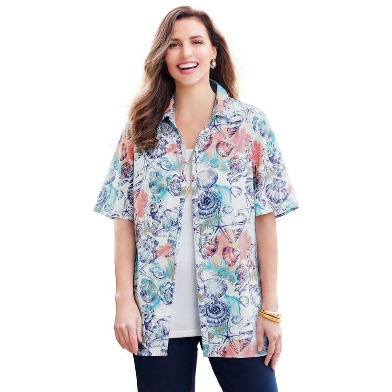 キャサリンズ レディース トップス シャツ プラスサイズ プチ ブラウス Catherines Womens Plusize Petite Timelesshort Sleeve Blouse Wat