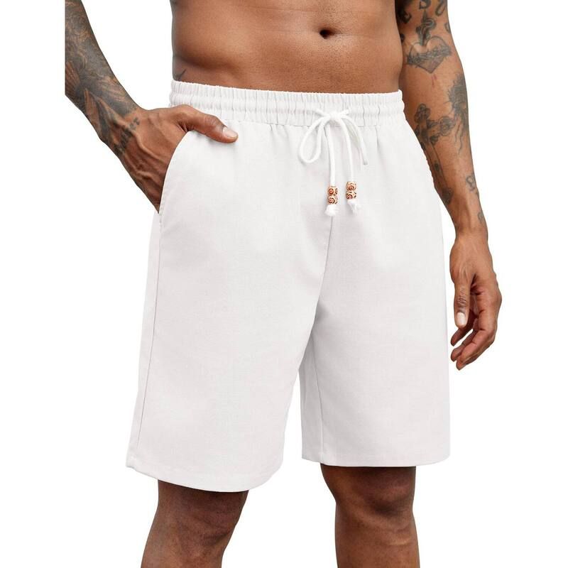 クーファンディ メンズ ボトムス ハーフパンツ・ショーツ ショートパンツ リネン COOFANDY Men Linen Shortsummer Drawstring Elastic Waist Cas