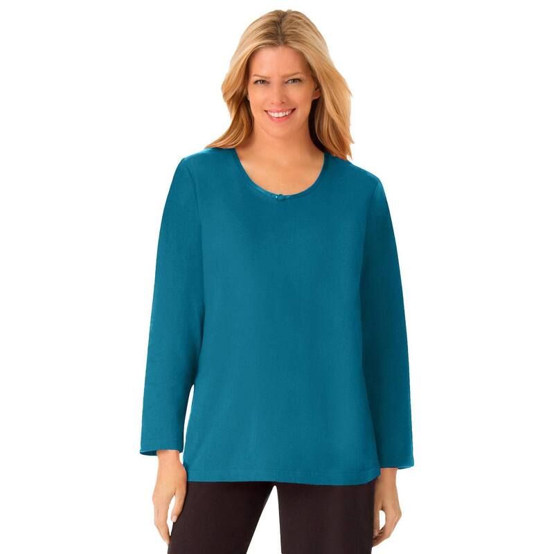 ドリームスアンドコー レディース アンダーウェア ナイトウェア プラスサイズ Tシャツ サテン Dreams Co Plusize Satin Trim Sleep Tee Deep Teal ティー