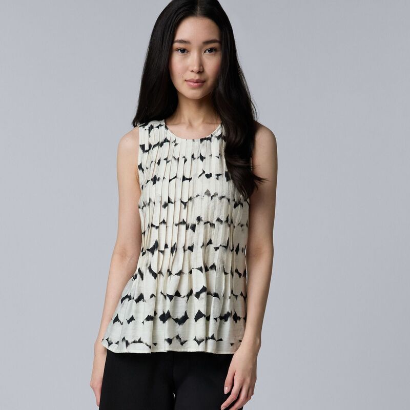 ヴェラウォン レディース トップス シャツ ノースリーブ Womensimply Vera Wang Sleeveless Peplum Top Beige Dots ベージュ