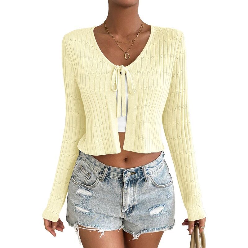 セオリア レディース アウター ニット・セーター カーディガン クロップド Seoria Womens Long Sleeve Knit Cropped Cardigan Tie Up Shrug T 9,865円