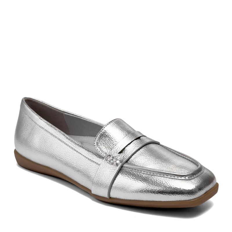 エアロソールズ レディース シューズ サンダル ローファー Aerosoles Kody WomenslipOn Moc Toe Loafer silver Grain シルバー