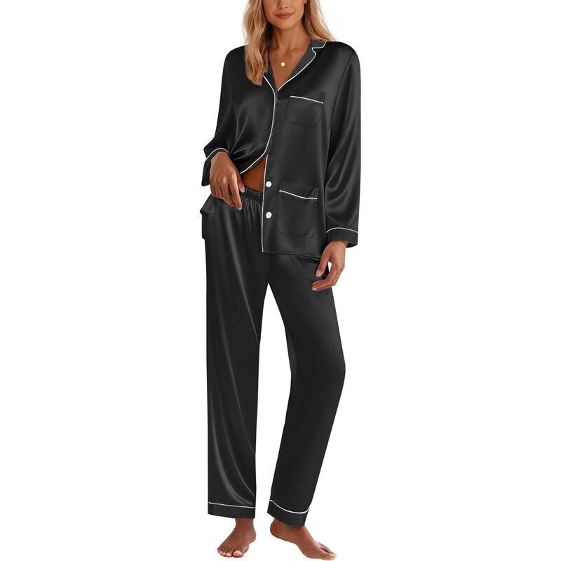 エコアー レディース アンダーウェア ナイトウェア ボタンダウン サテン シルク ダウン Ekouaer Silk Pajamas for Women Classic Button Down Sati 9,786円