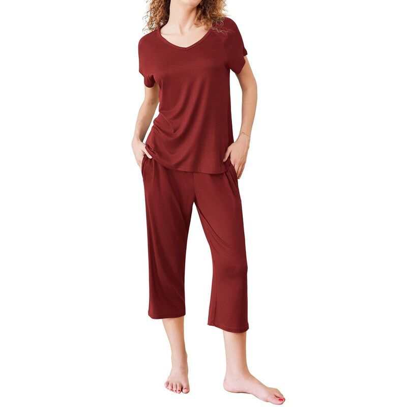 エコアー レディース アンダーウェア ナイトウェア パンツ キャップ Ekouaer Pajamas for Women Set Pj Sets Pullover Tops Capri Pants T 10,715円