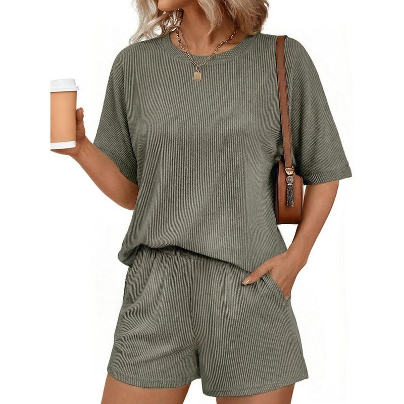 エコアー レディース アンダーウェア ナイトウェア リブ Ekouaer Womens Ribbed Matching Set with Pocket for Cruise and Casual We