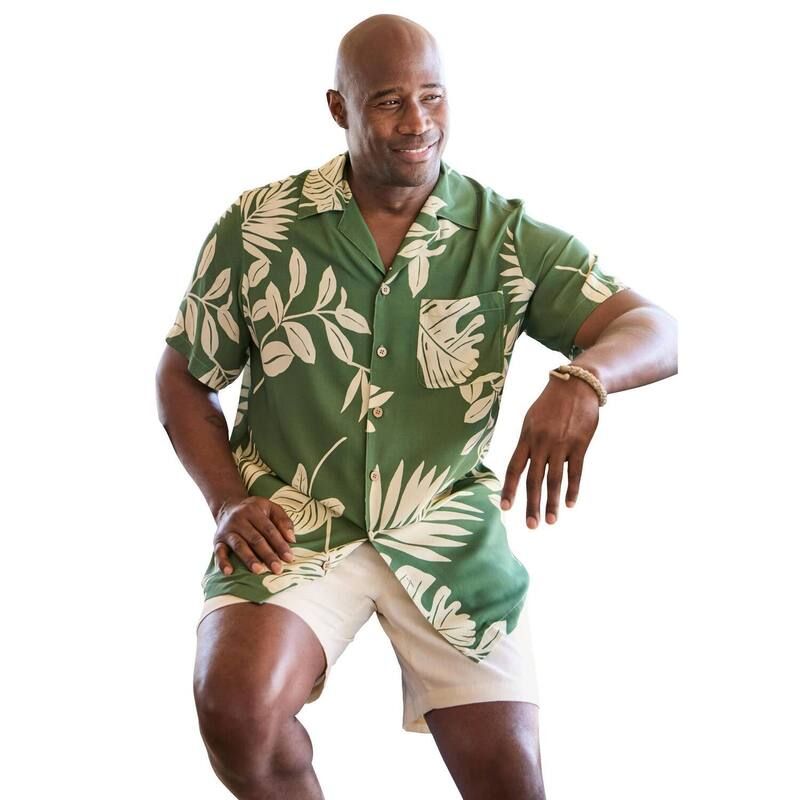 キングサイズ メンズ トップス Tシャツ プリントール KingSize Mens Big Tall Printed Camp Shirt Green Leaf グリーン 11,985円
