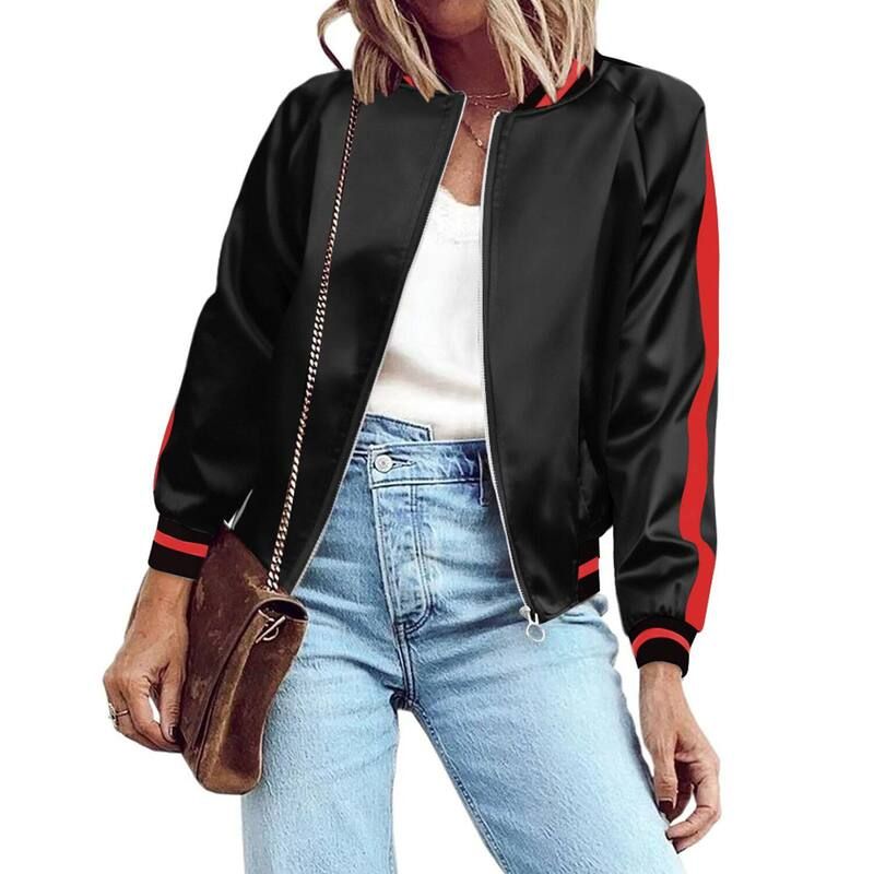 ジーグー レディース アウター ジャケット・ブルゾン コート Zeagoo Womens Classic Solid Striped Biker Jacket Zip Up Fashion Bombe 13,244円