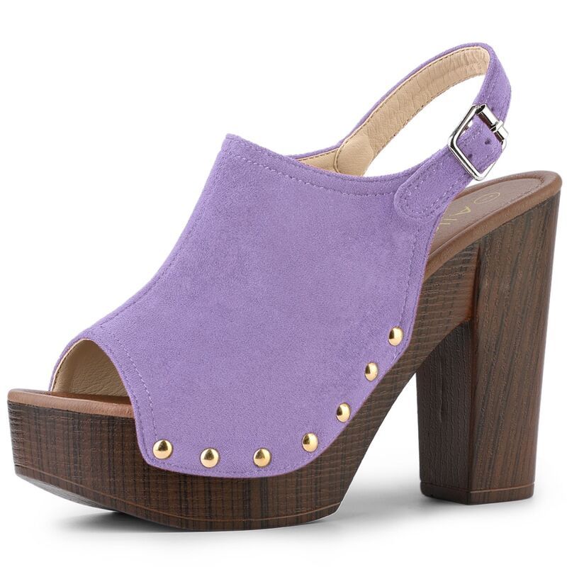アレグラ ケー レディース シューズ サンダル プラットフォーム ヒール ALLEGRA K Womenslingback Platform Chunky Heel Sandals Purple パー