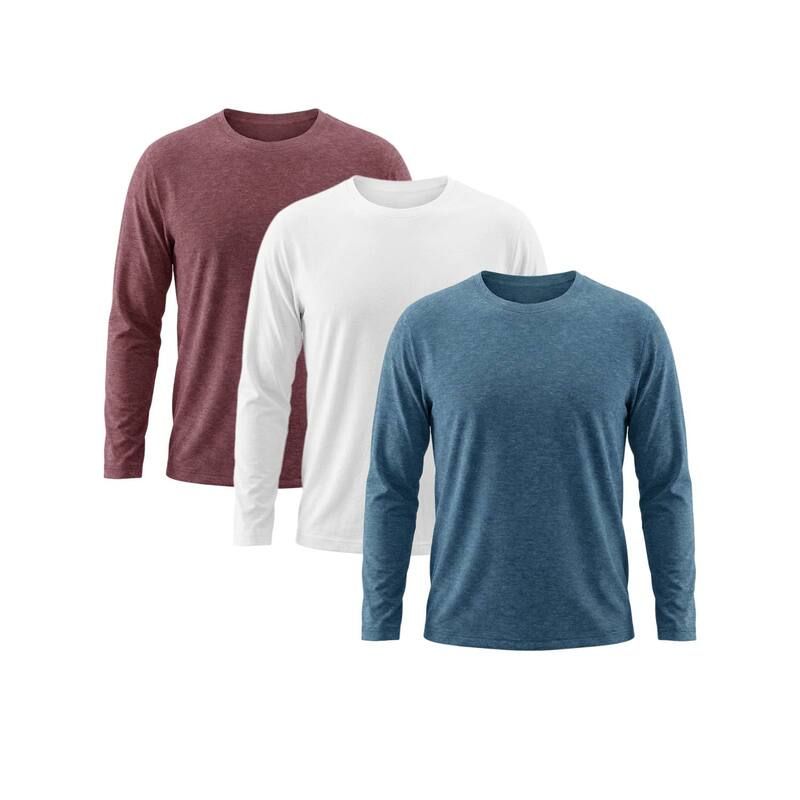 インスパイア シック メンズ トップス Tシャツ スリムフィット クルーネック INSPIRE CHIC 3 Packs Mens Casual t Shirt Crew Neck Long Slee