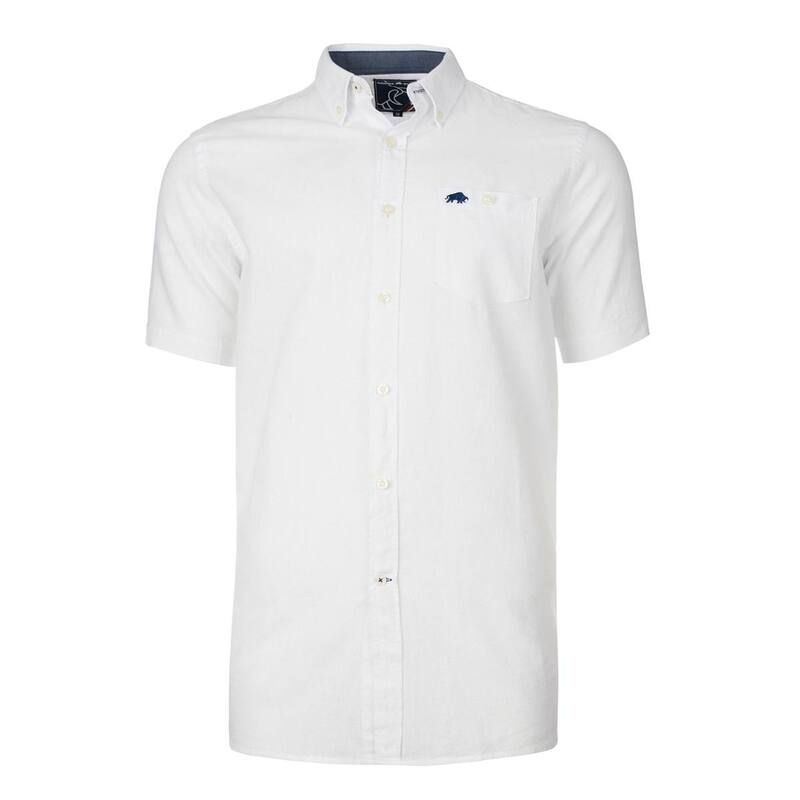 ライジングブル メンズ トップス Tシャツ 半袖 リネン Raging Bull Mens Classic Linen ShortSleeved Shirt White ホワイト