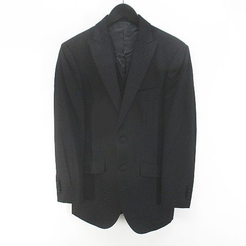 オルメザーノ F.lli ORMEZZANO スリーピース 3点セット スーツ テーラード ジャケット ベスト ジレ ロング丈 テーパードパンツ ジップフライ 黒系 ブラック ロールアップ 無地
