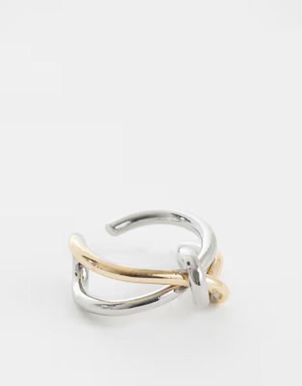 リクレイム ヴィンテージ レディース アクセサリー リング Reclaimed Vintage unisex knot ring in mixed metal silver and gold ゴールド