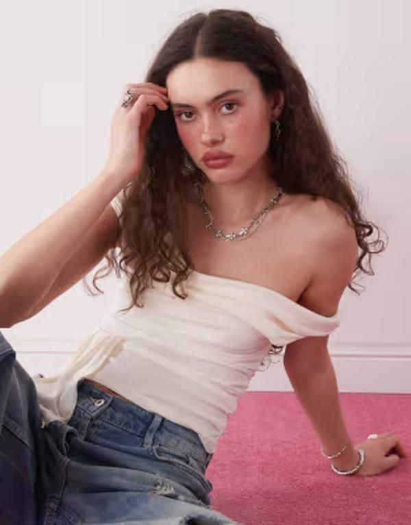 モーテル レディース トップス シャツ ドレープ Motel neida slinky scoop neck drape top in cream クリーム 10,991円