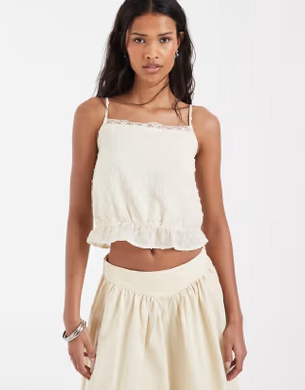 モーテル レディース トップス シャツ レーストリム レース Motel Jetlyn lace trim camin cream クリーム