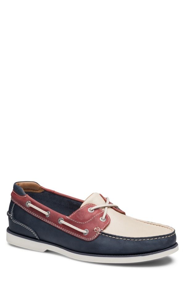 ジョンストンアンドマーフィー メンズ シューズ スリッポン・ローファー Johnston Murphy Ventura Boat Shoe Men RED WHITE BLUE FULL GRAIN