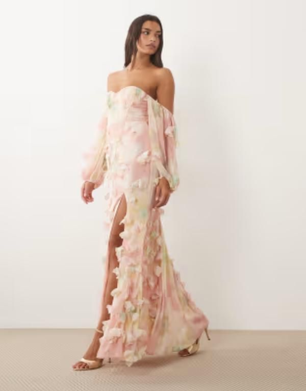 エイソス レディース トップス ワンピース フラワー柄 プリント マキシ フラワー ASOS LUXE 3D floral bandeau maxi dress in floral print Flo 42,770円