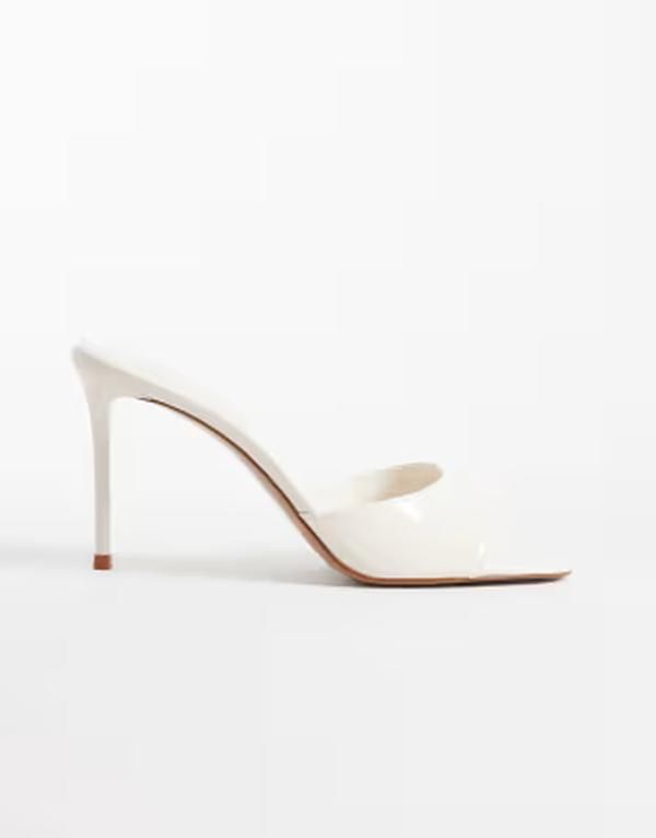 マンゴ レディース シューズ サンダル レザー フェイクレザー ヒール Mango faux leather heeled mules WHITE ホワイト