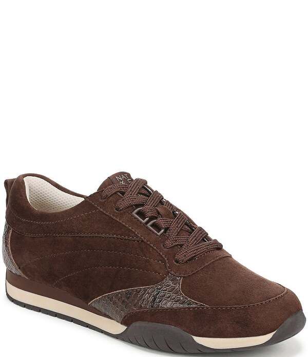 ナチュライザー レディース シューズ スニーカー プリント スエード Naturalizer Tao Suede Snake Print Accent Sneakers Chocolate チョコレー