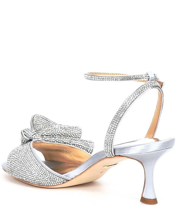 バッジェリーミシュカ レディース シューズ サンダル フリル Badgley Mischka Remi Crystal Embellished Ruffle Bow Dressandals Black