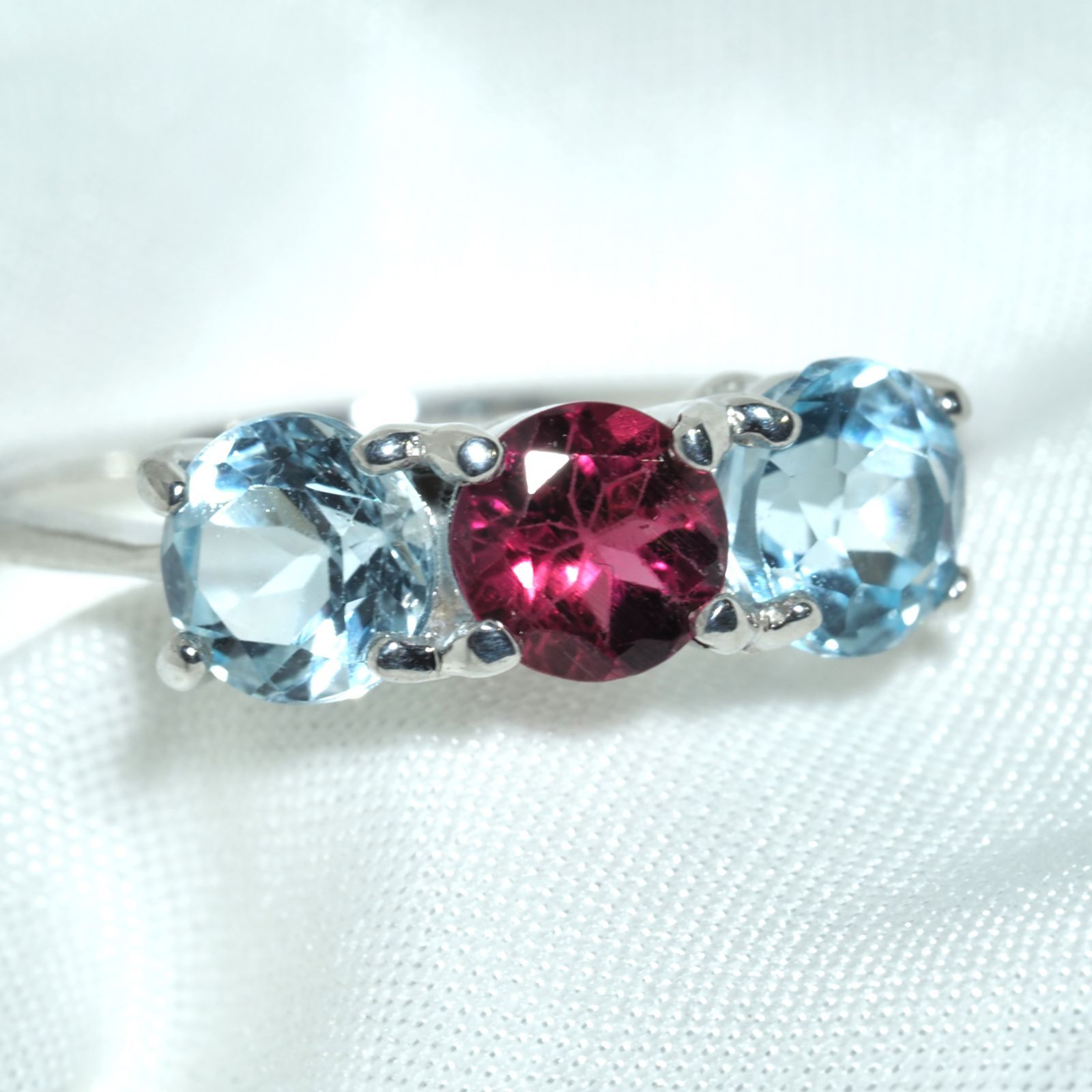 トルマリン 0.38ct トパーズ1.28ct リング pt900 Tourmaline 51,000円