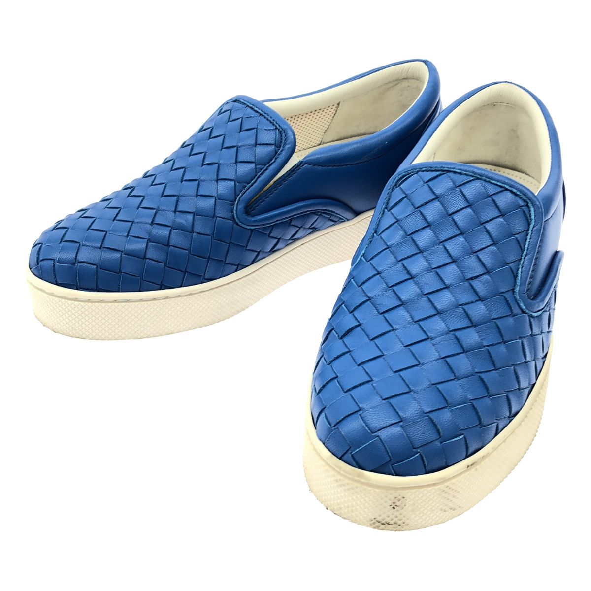BOTTEGA VENETA ボッテガヴェネタ イントレチャートレザースリッポンスニーカー ブルー 34