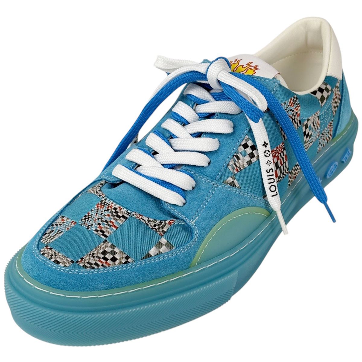 ルイ・ヴィトン Louis Vuitton LVオリ ライン スニーカー 靴 ダミエ キャンバス スエード ブルー メンズ 【中古】