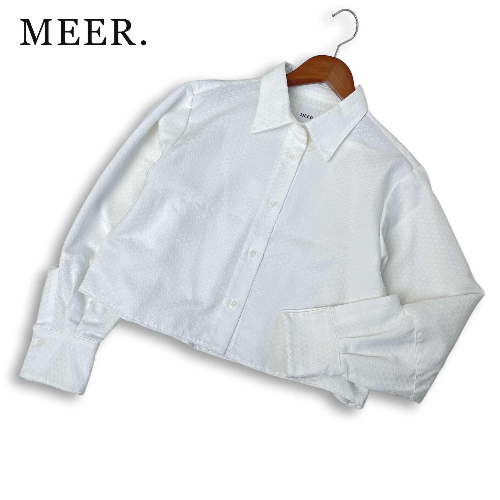MEER. メーア 通年★ 長袖 ジャガード 幾何学柄 ショート丈 ブラウス 日本製 Sz.F レディース 白 6,628円
