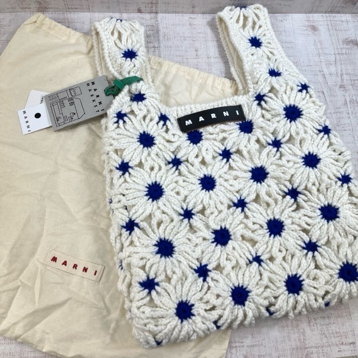 MARNI MARKET マルニマーケット FISHBAG フィッシュバッグ ホワイト×ブルー 未使用 タグ付 保存袋付