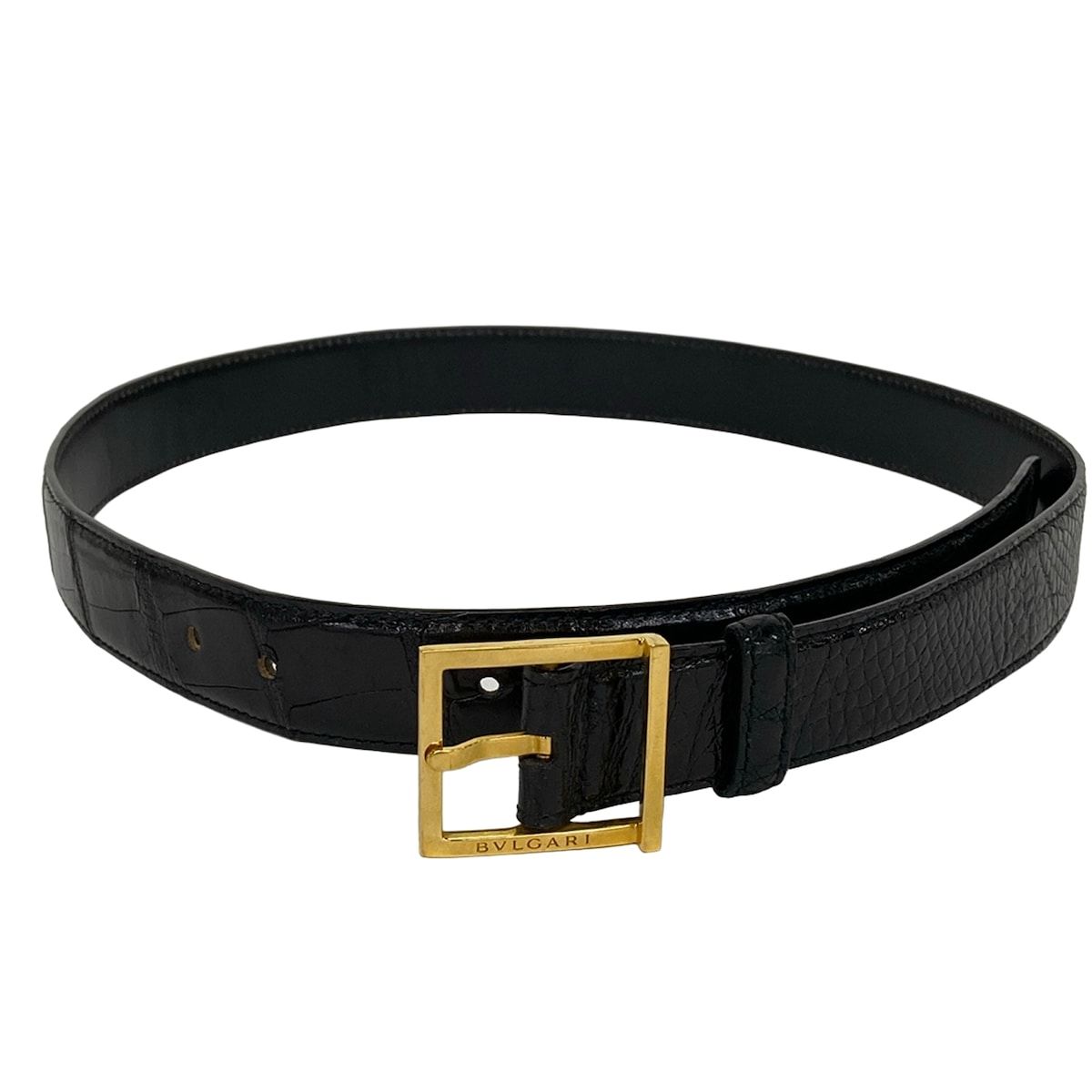 BVLGARI(ブルガリ) ベルト - 黒×ゴールド 型押し加工 レザー 14,768円