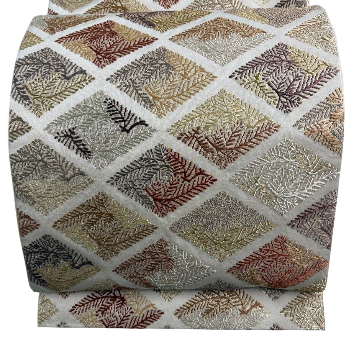 【美品】 袋帯 秀品 山城機業店 松葉 菱 金糸 箔 クリーム 六通 正絹 【中古】 6,864円
