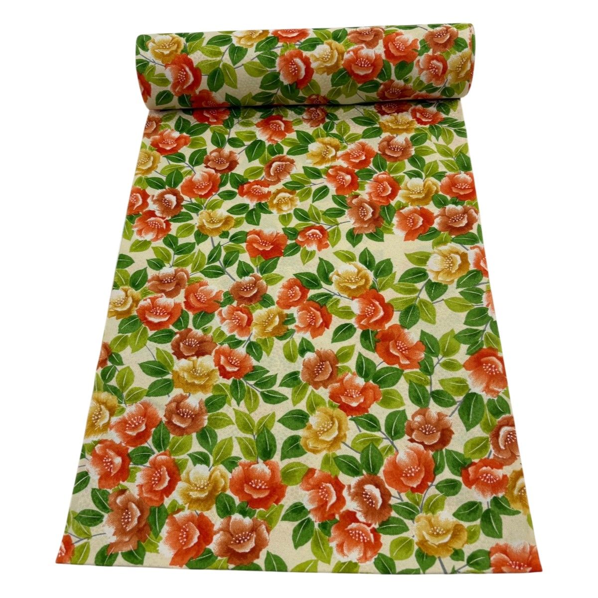 反物 秀品 小紋 草花 クリーム 正絹 【中古】