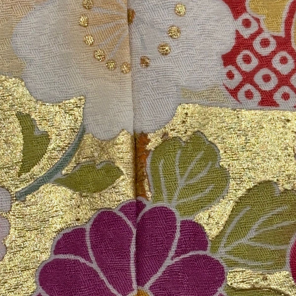 振袖 身丈157.5cm 裄丈67.5cm L 袷 袋帯フルセット 牡丹 桜 金彩