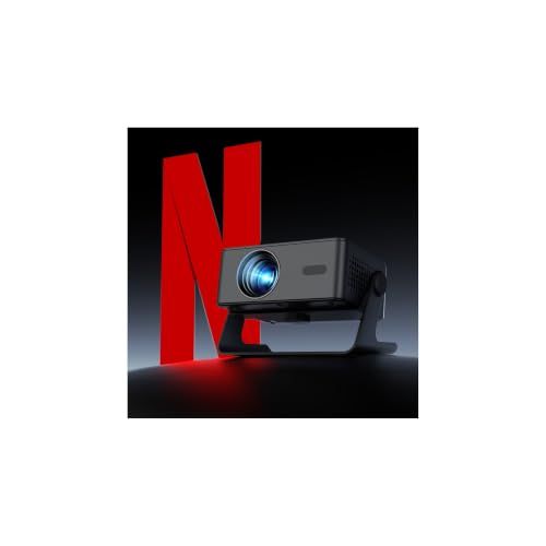 プロジェクター家庭用 小型 天井 静音【Netflix・Prime Video・YouTubeアプリ搭載】600ANSI 4K対応 自動台形補正 0.5M近距離投影 Wi-Fi6/Bluetooth5.4スタンド一体型 軽量 ミニ スマホ/パ 589252ab